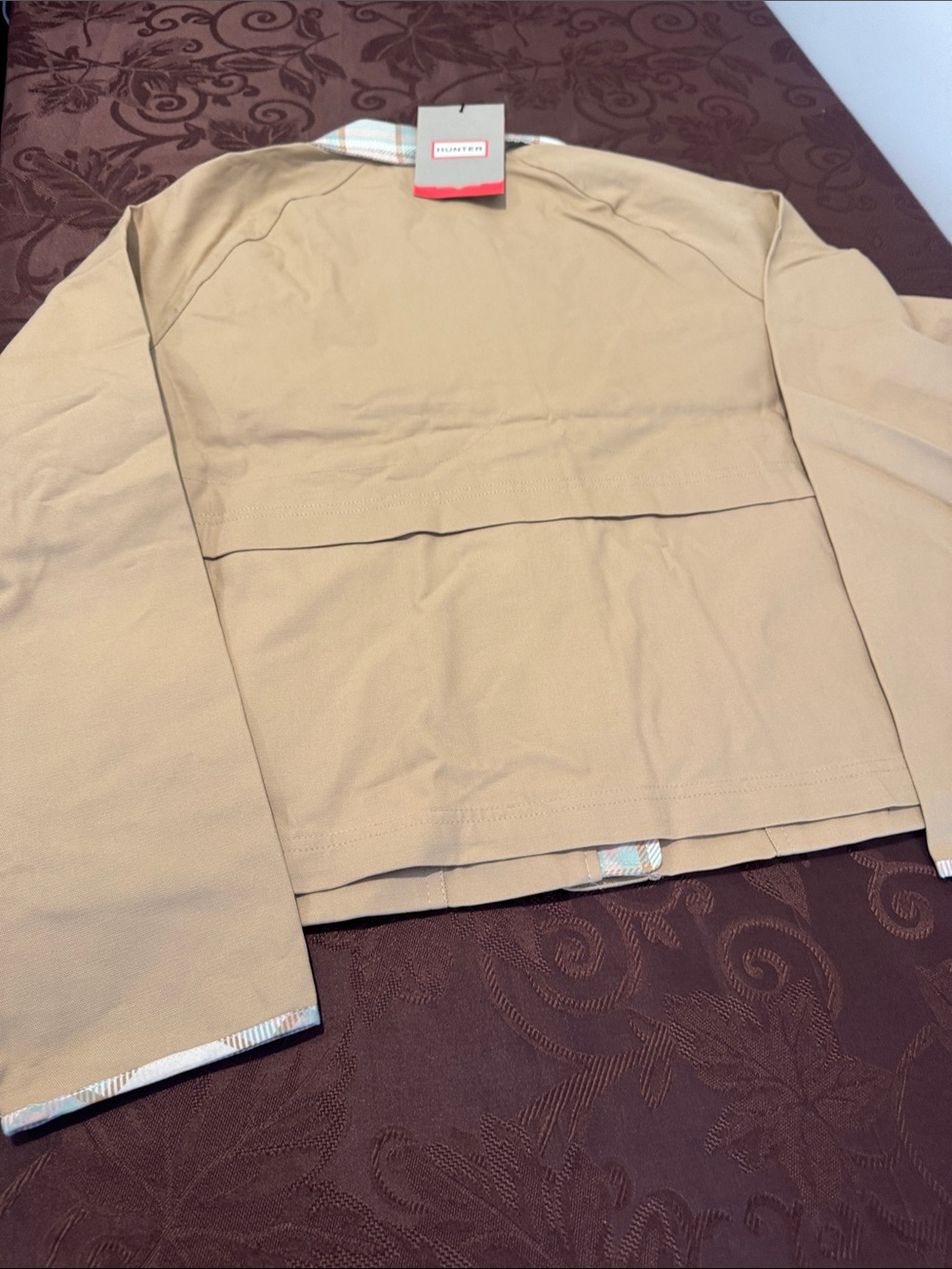 Hunter Tan Utility Jacket with Plaid Trim NWT - Picture 11 of 15